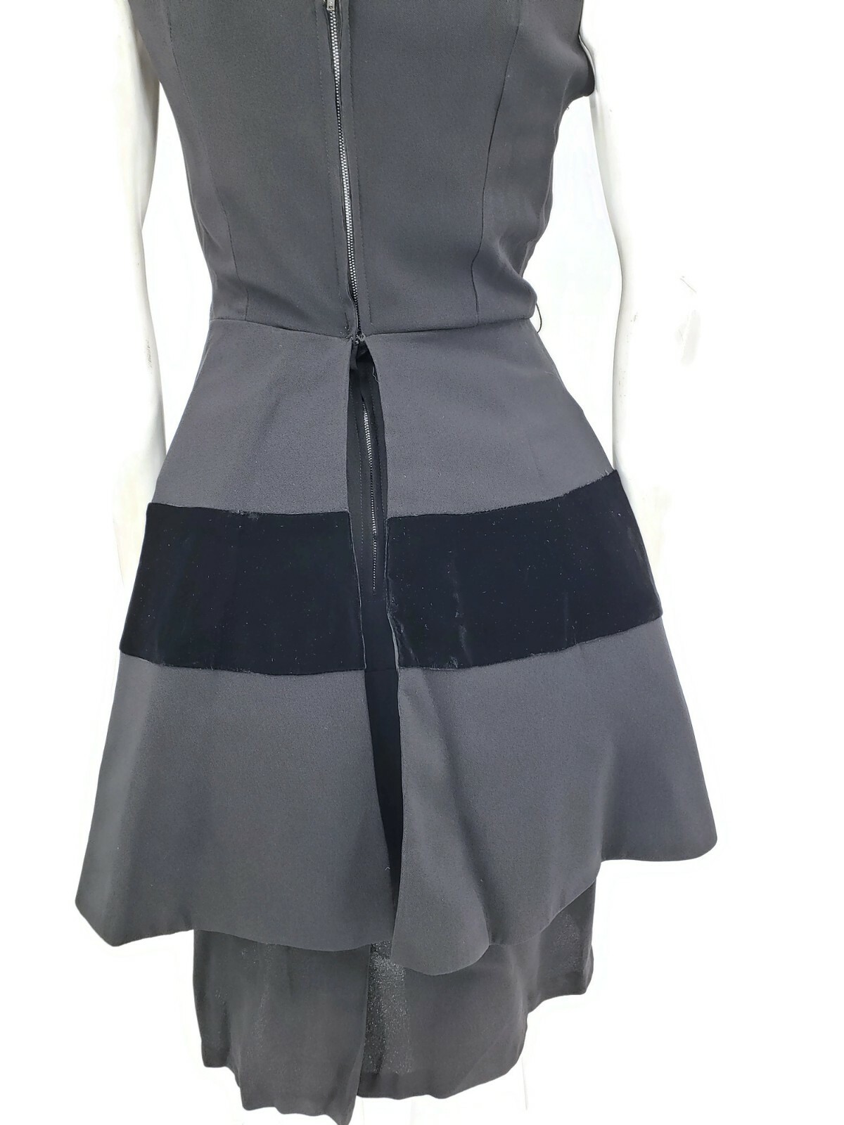 VTG Miss Elliette Black Peplum Dress Womens Small/Medium? Sleeveless Velvet Bow