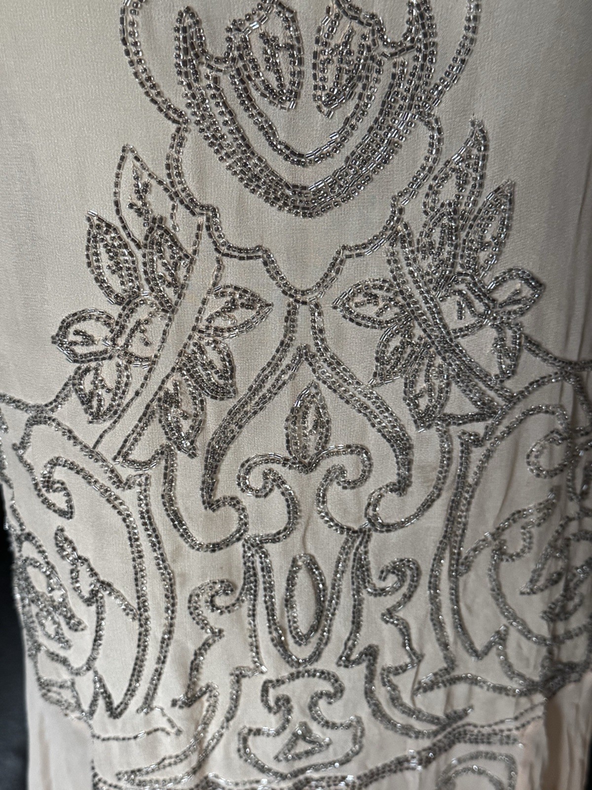 Authentic 1920s Beaded Silk Chiffon Dress – Art Deco With Double Sided Beading