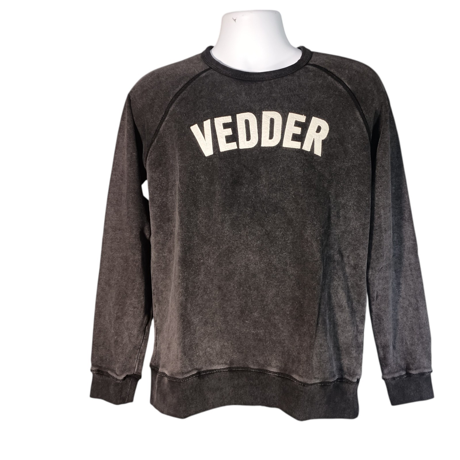 Eddie Vedder Sweatshirt L Mens Black Graphic Tee Large Crew Neck Charcoal