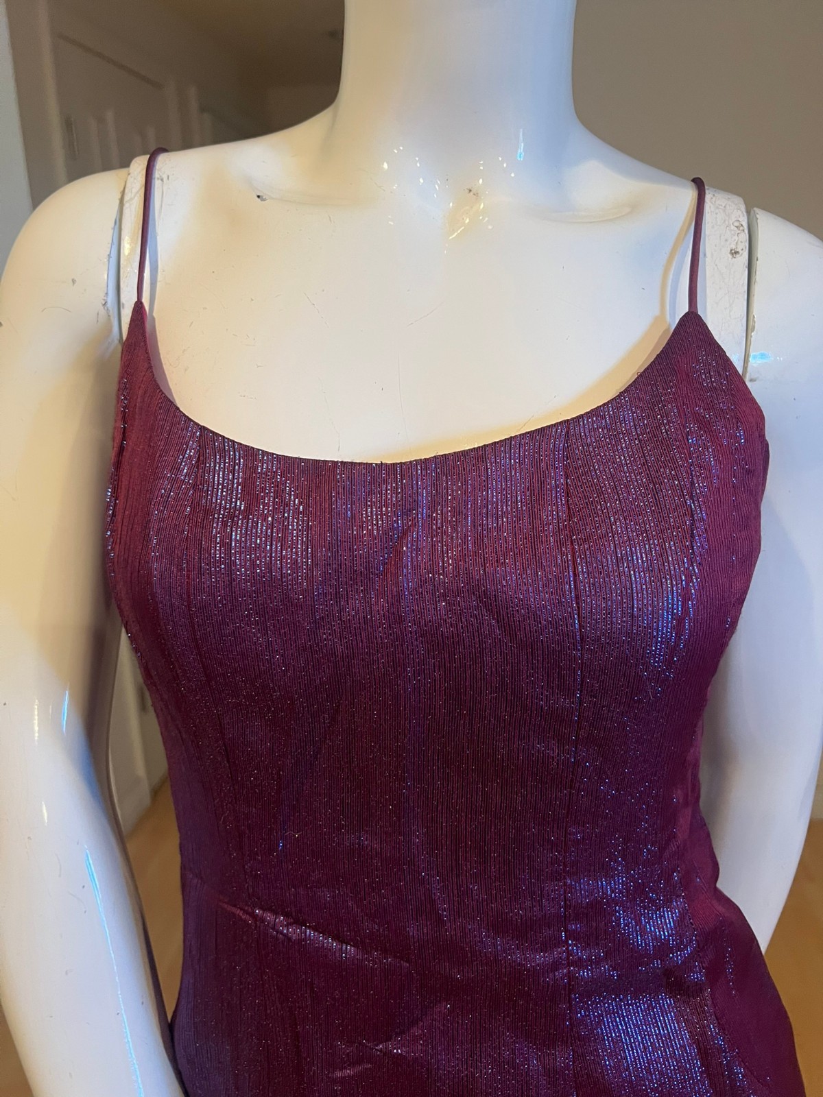 Y2K 90’S VINTAGE NICOLE MILLER IRIDESCENT MAXI DRESS GOWN SZ 6