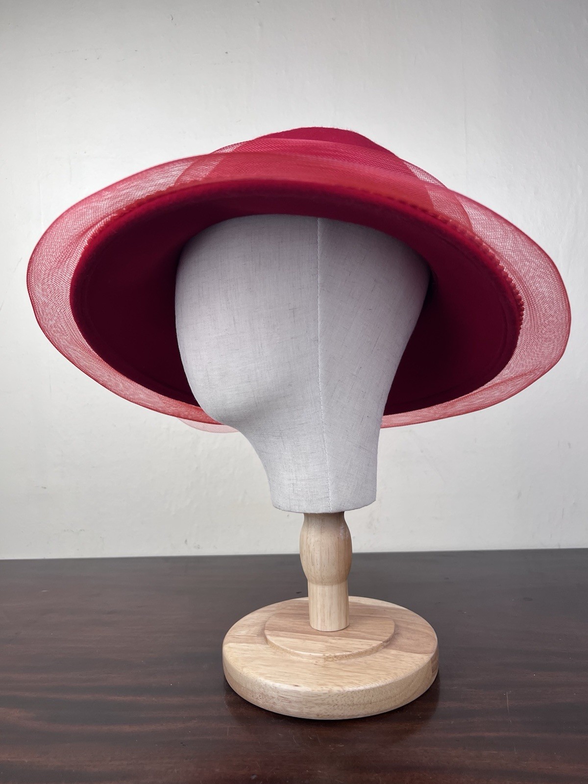 VTG Women’s Red Special Occasion Hat Feather Flower Accent Church Derby Party