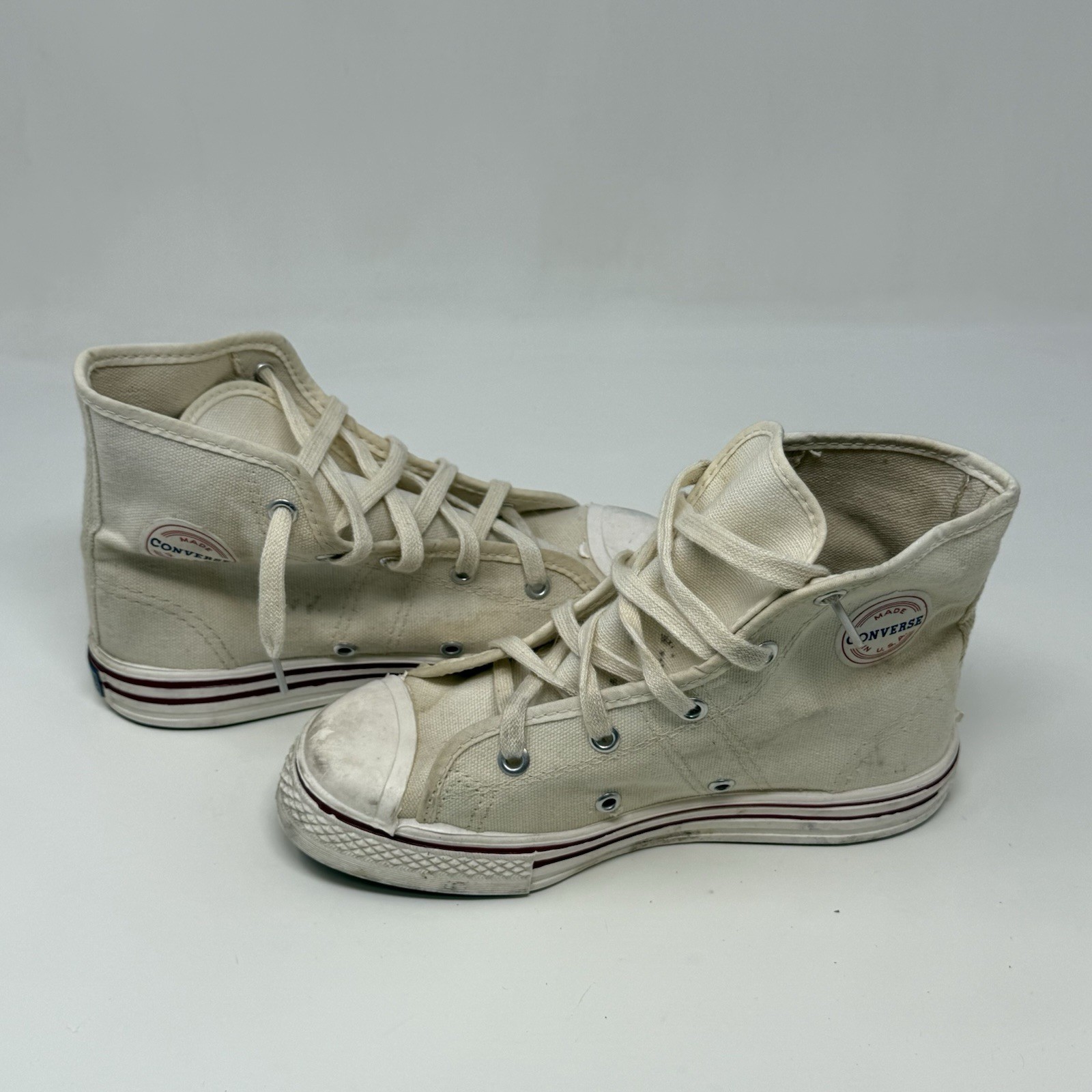 Converse Sneakers Childrens Youth Size 1.5 Off White Vintage 50s USA Made FLAWS