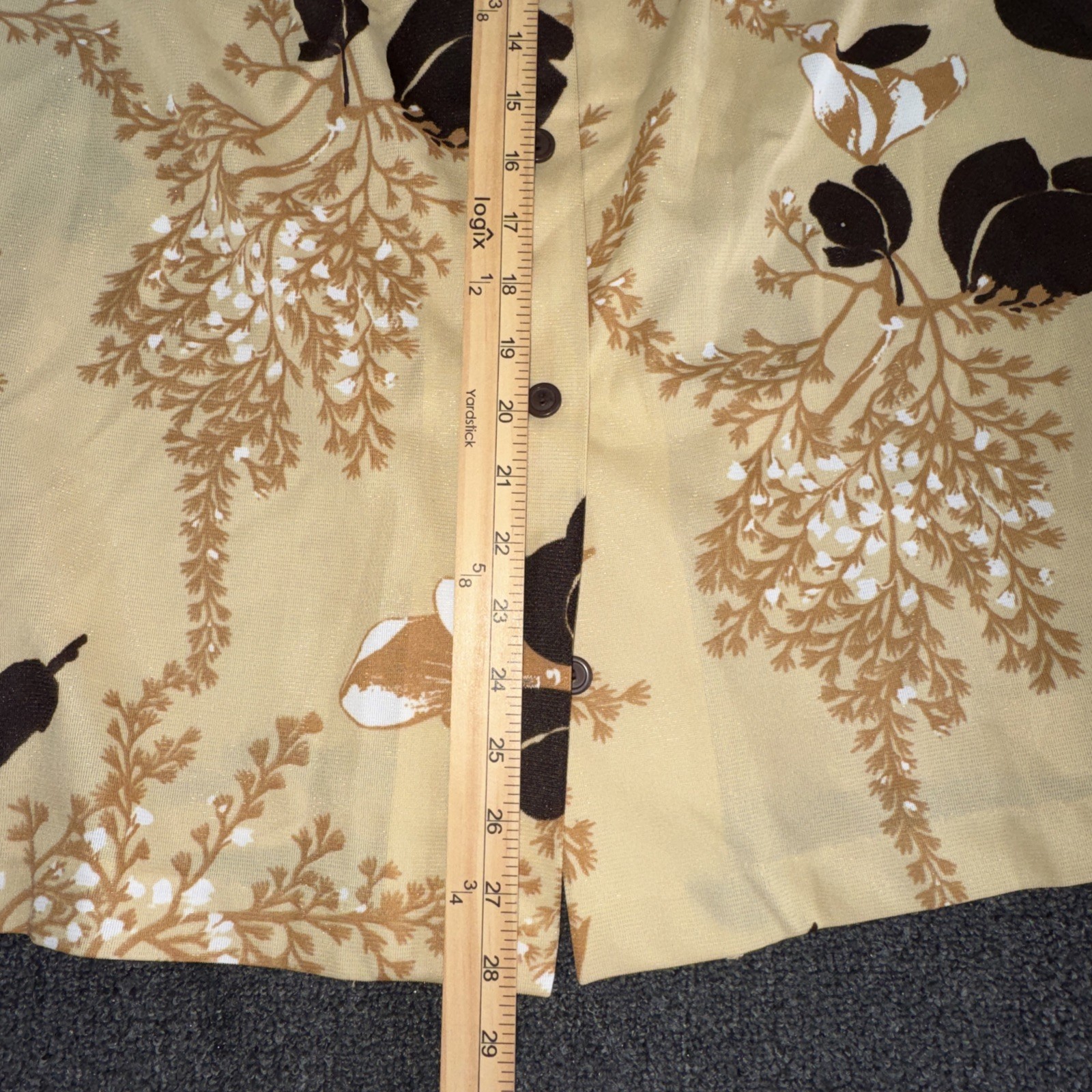 Vintage 70s Jc Penney Wide Collar Disco Polyester Shirt Retro Size 22.5 XL Brown