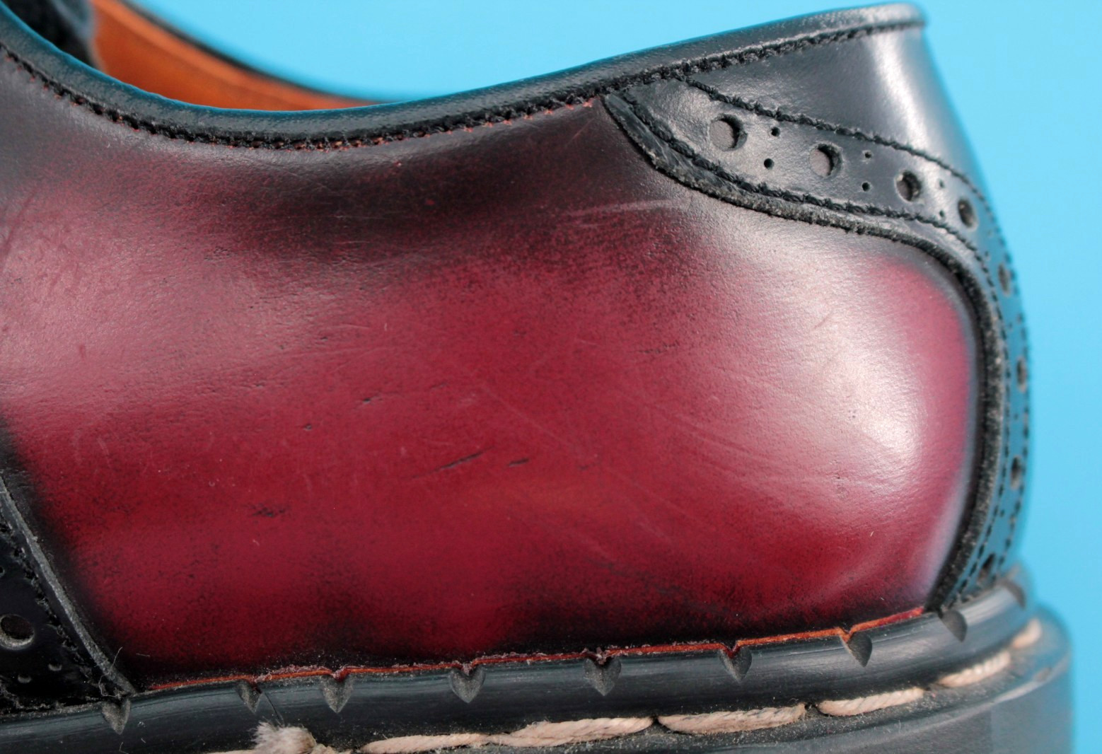 VTG Gripfast Maroon & Black Leather Oxford Shoes Sz 35 / 7 Made In England