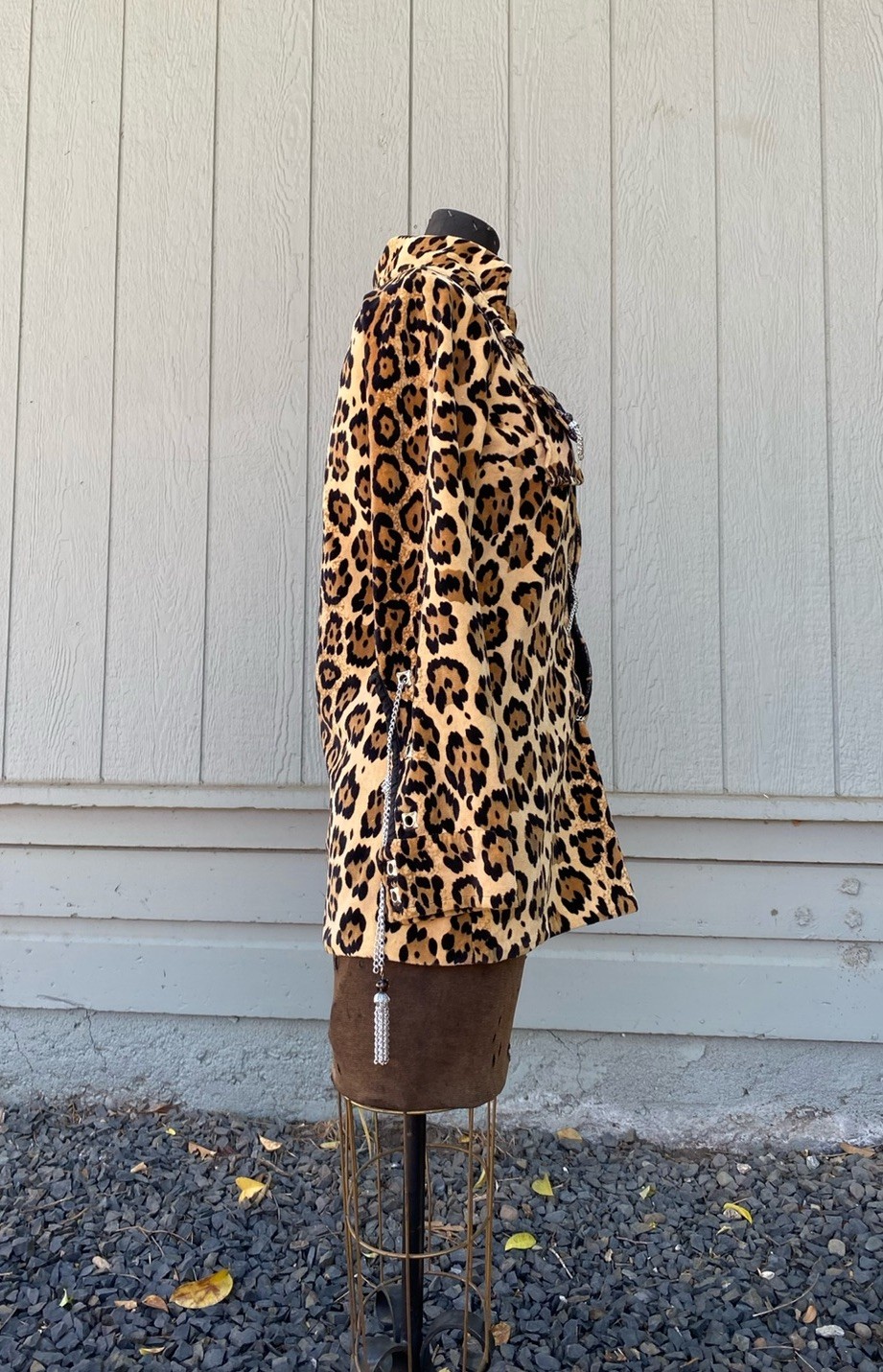 Vintage 1970s Handmade Leopard Print Mini Dress Proto Punk Glam Rock 30” Waist