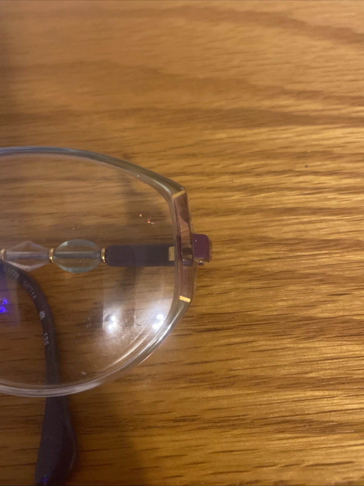Vintage Silhouette Clear Glasses With Purple Blue And Clear Beads On Side