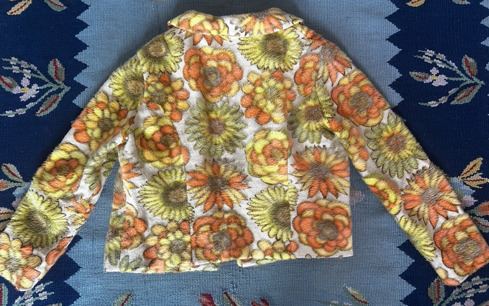 1960s Neon Floral Fuzzy Jacket Size S/M
