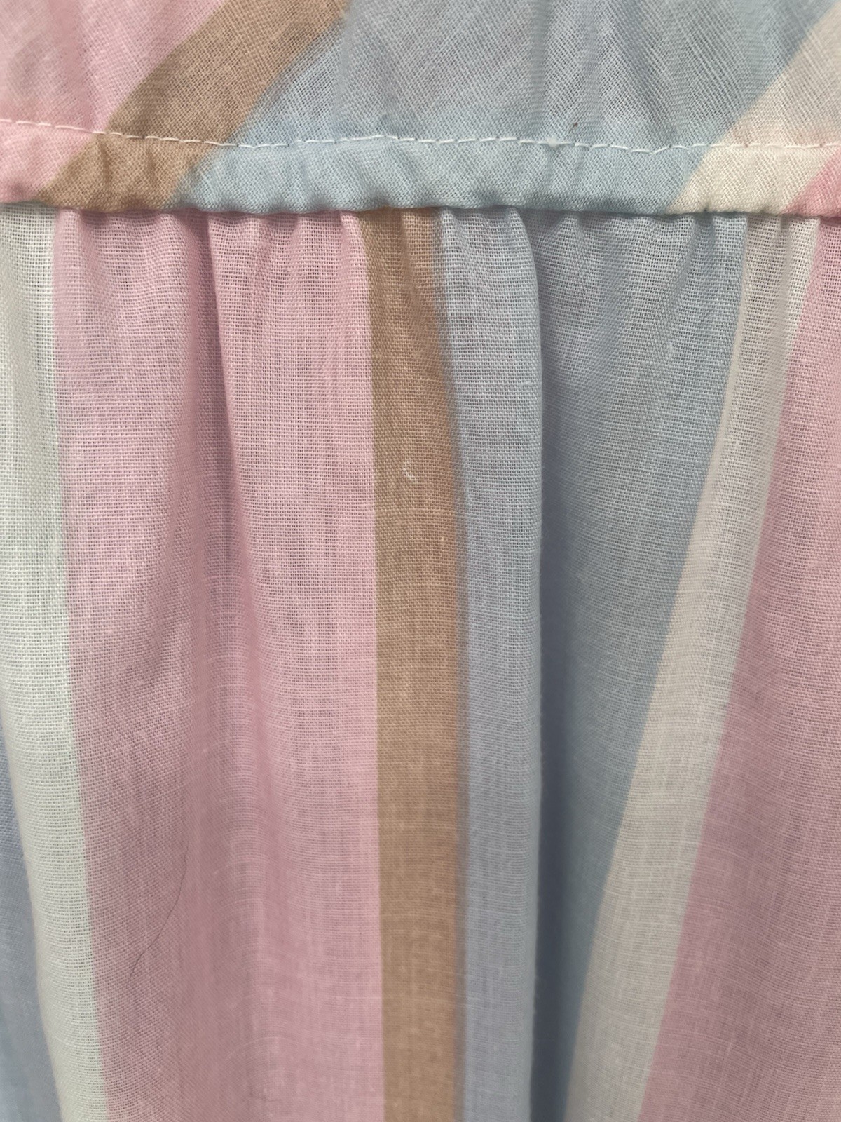 VTG Retro 1980s Pastel Chevron Striped Blouson Midi Cotton Shirt Dress md/lg