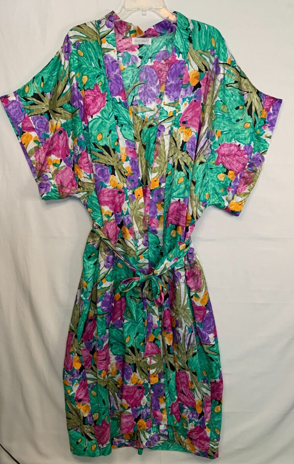 Lucie Ann II Floral Peignoir Robe & Gown Lingerie Set Sz L Satin Luxury Glam