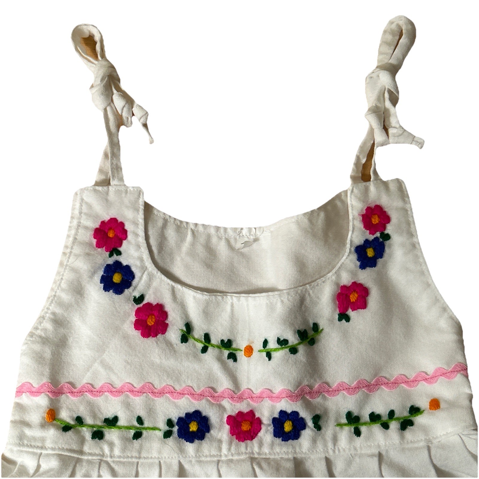 Girls Vintage Dress Embroidered El Salvador White Party Summer Festival Toddler