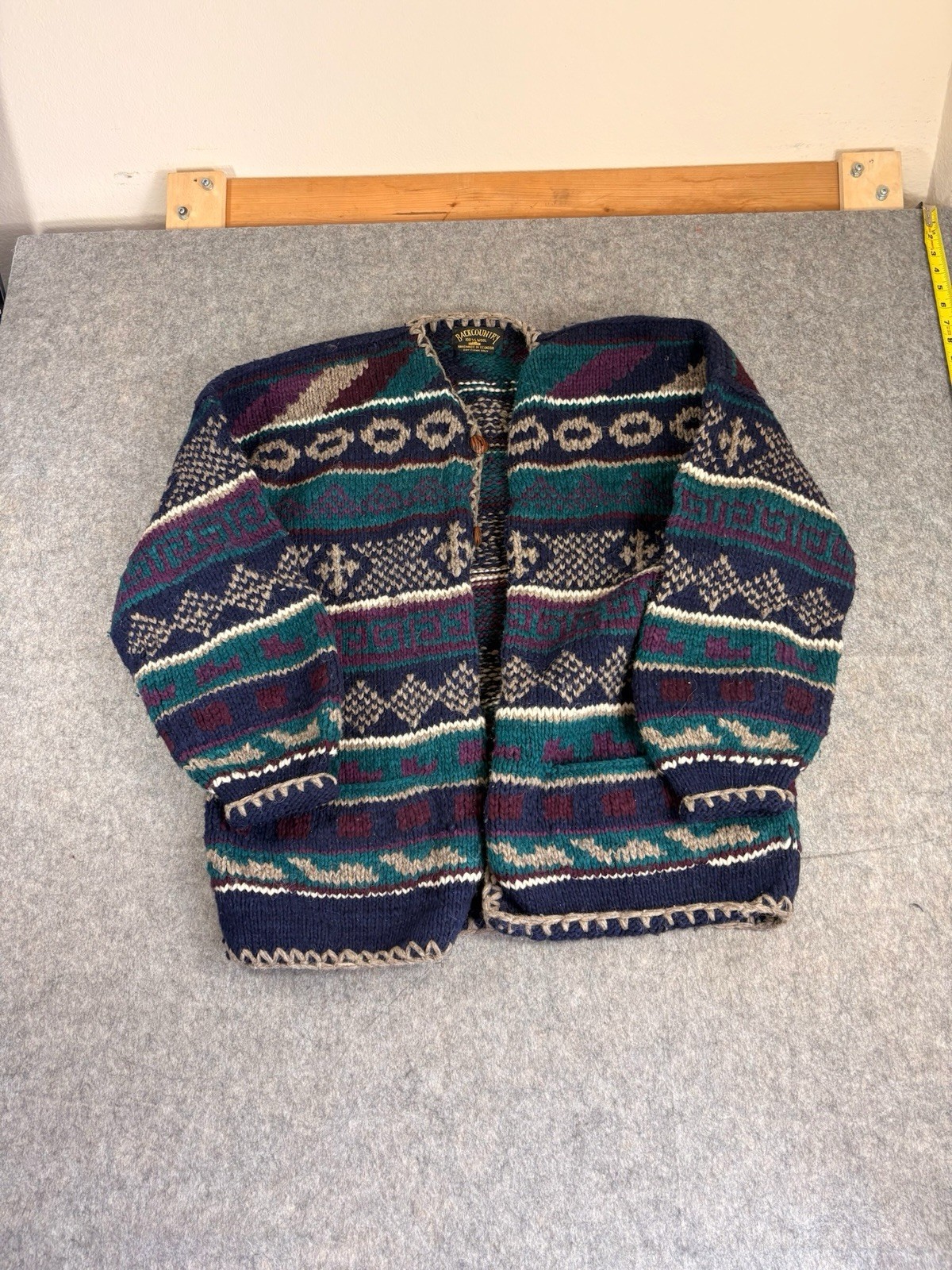 Vintage Backcountry 100% Wool Hand Knit Chunky Sweater Ecuadorian Adult XL