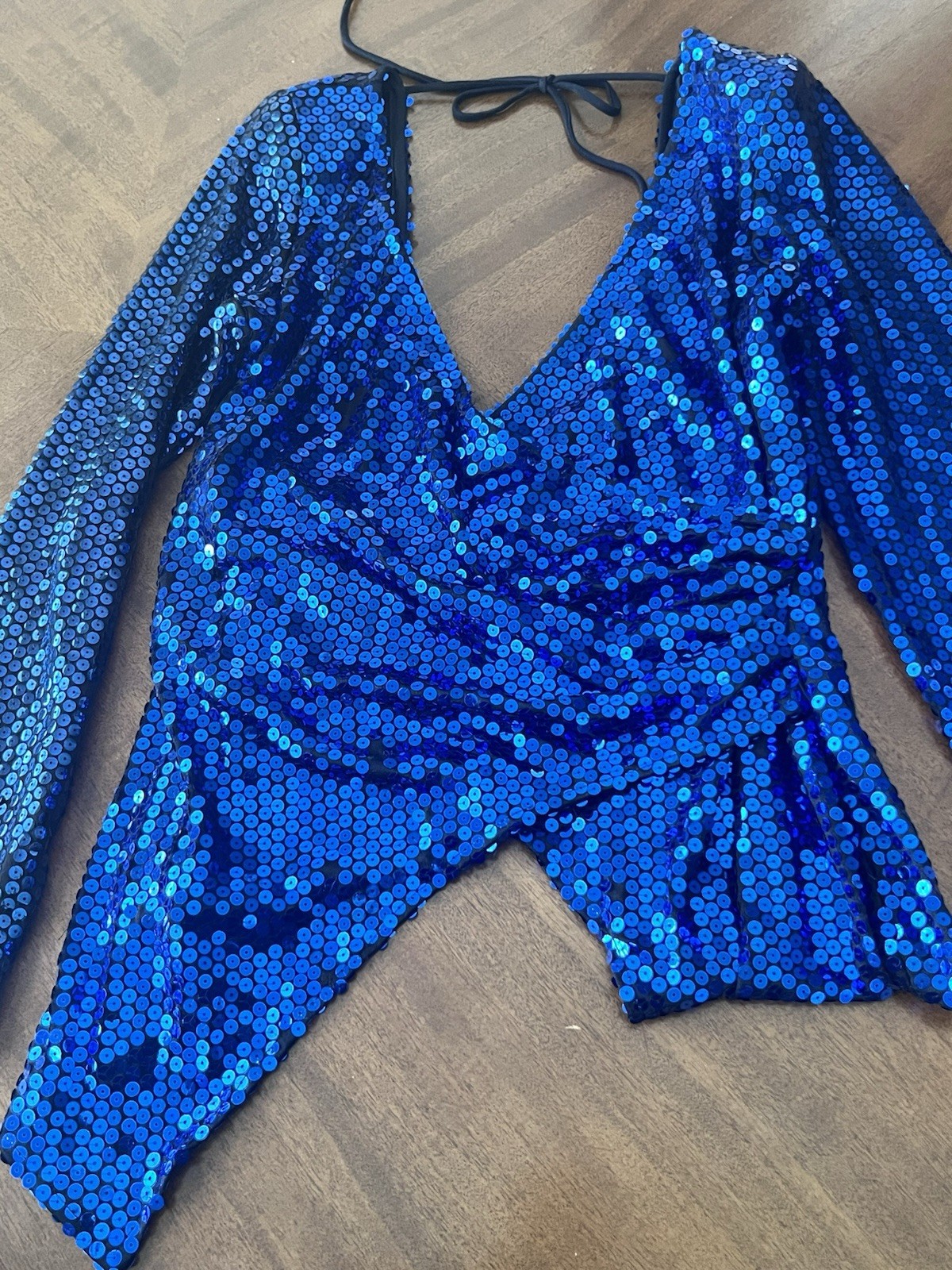 New Leaf by Samir Size 11/12 Rare Vintage 70’s Blue Metallic Sequins 2pc Dress