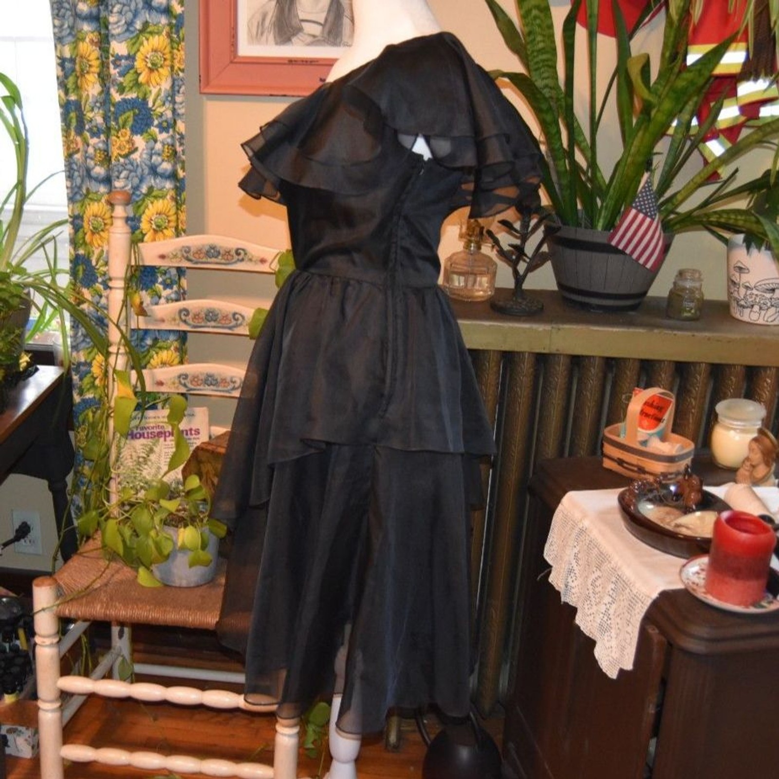 Vintage Black One-Shoulder Cocktail Dress by New Leaf California Samir Size XS