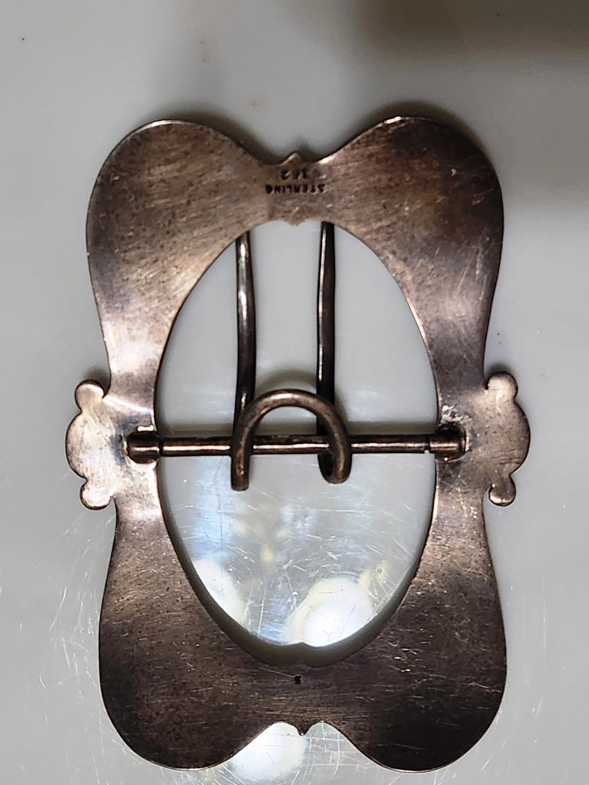 Sterling Art Nouveau Floral Etched Sash Buckle 3.75″ x 2.75″ 46.3g