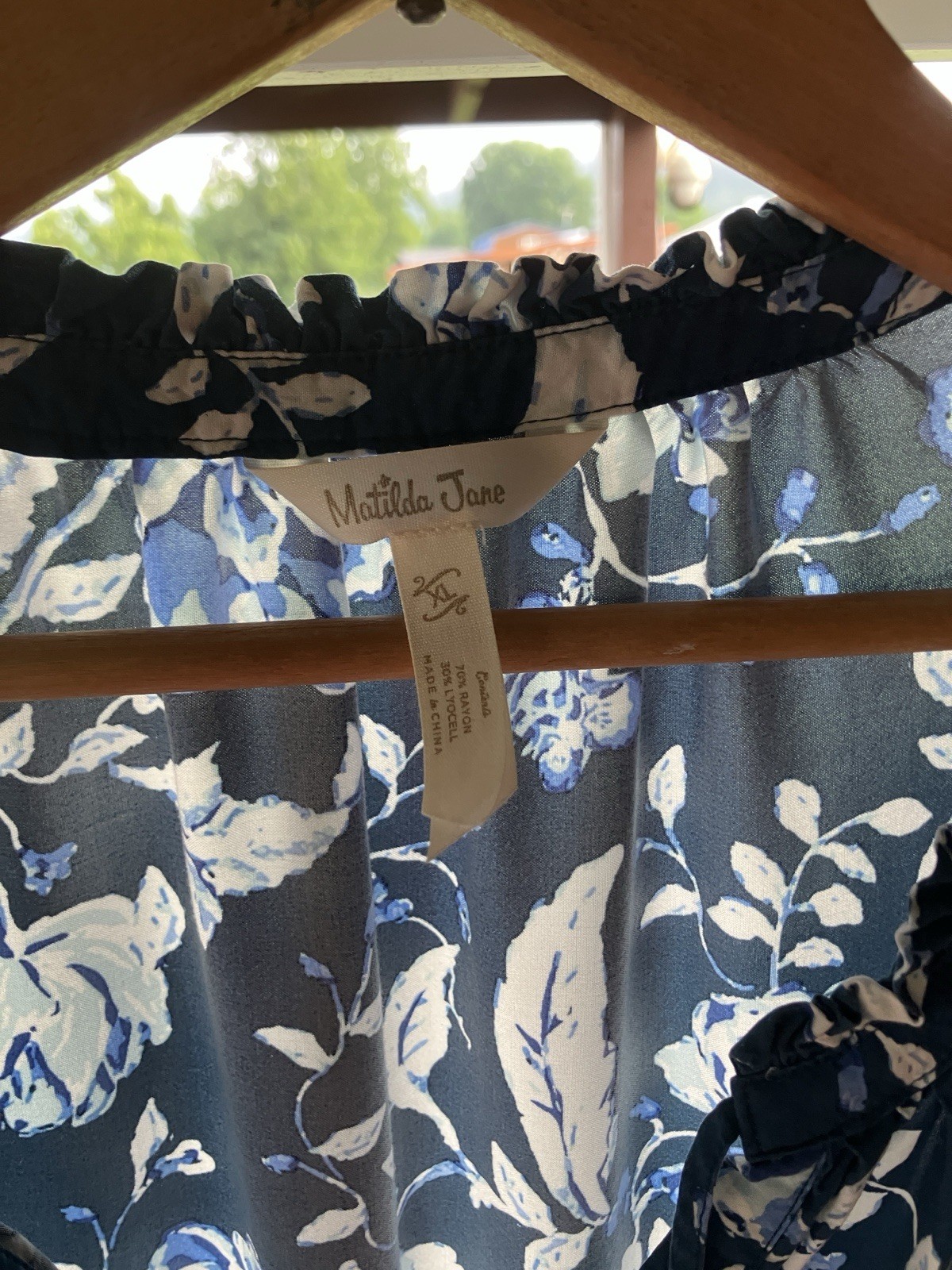 Matilda Jane Enchanted Garden Serenity Dress Blue Floral Tiered Bohemian Sz XL
