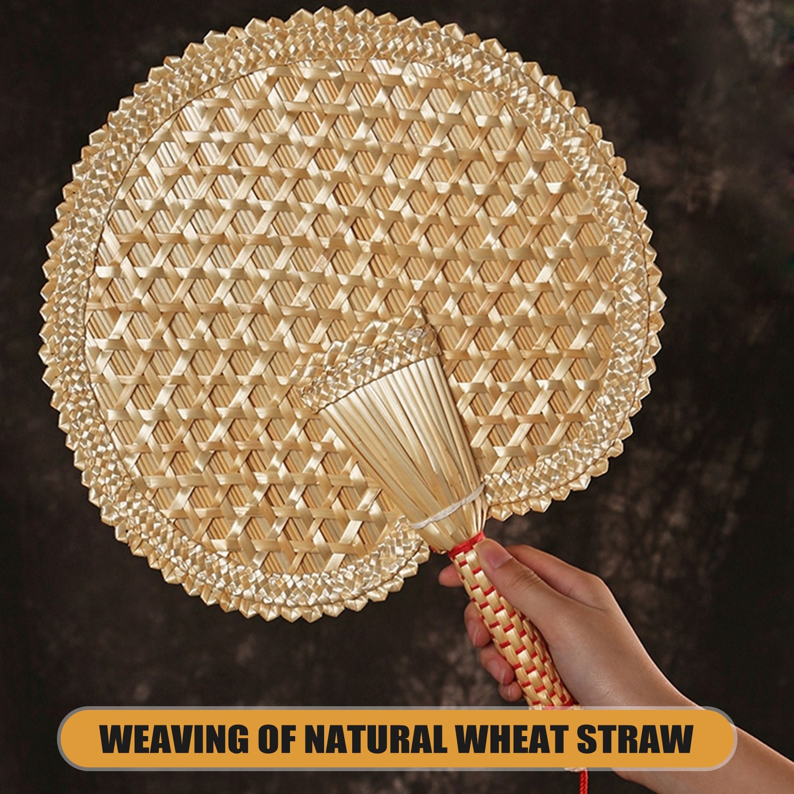 Hand-Woven Woven Straw Hand Fan Old Summer Natural Hand Fan Environmentally8474