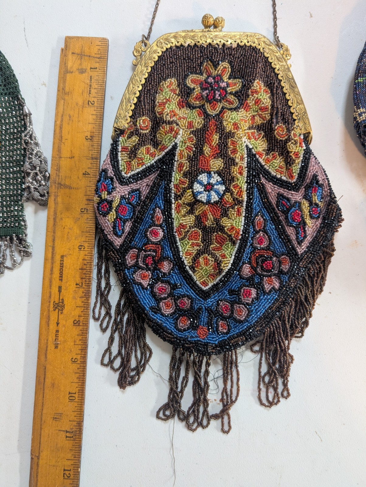 Vtg Art Deco Micro Beaded Purse Bag Daisy Victorian Lot 4 Celluloid Glass Pastel