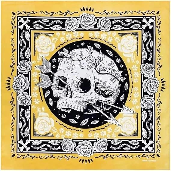 4-pack 100% Cotton Bandana Set, Vintage Graphic Print, 22×22 Inches