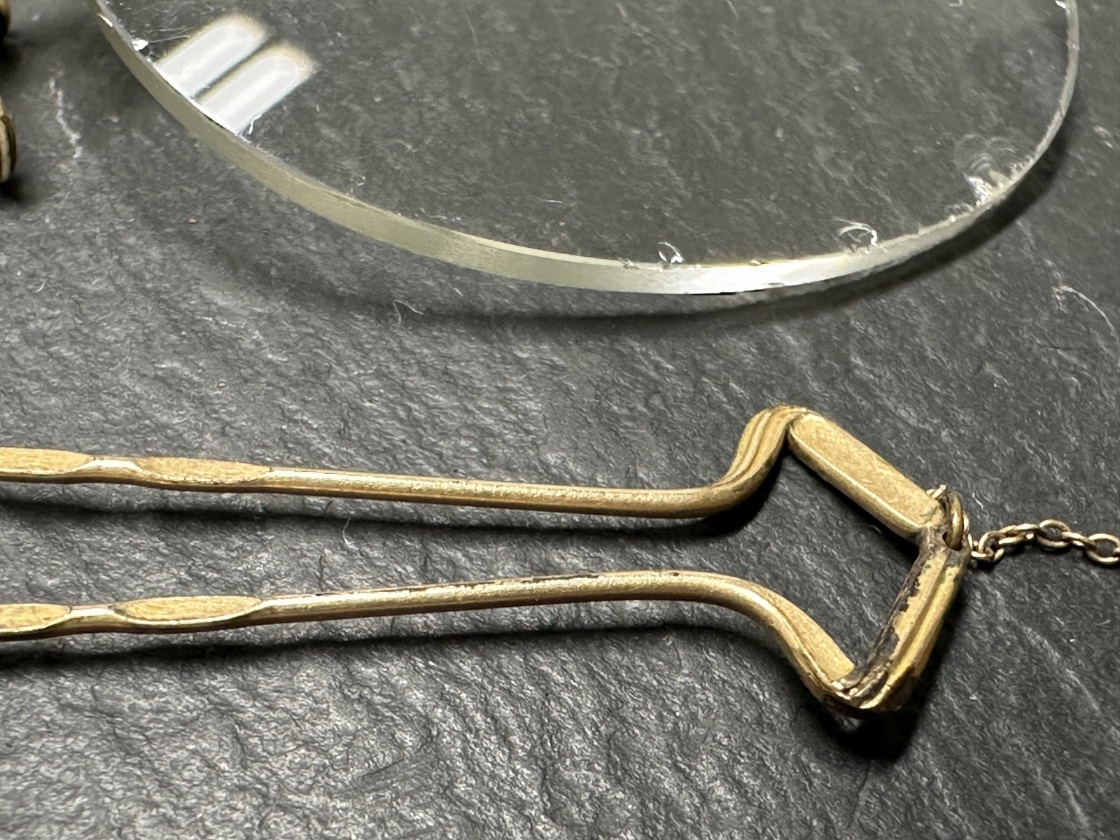 ANTIQUE PINCE NEZ RIMLESS GLASSES WITH HAIR PIN M305