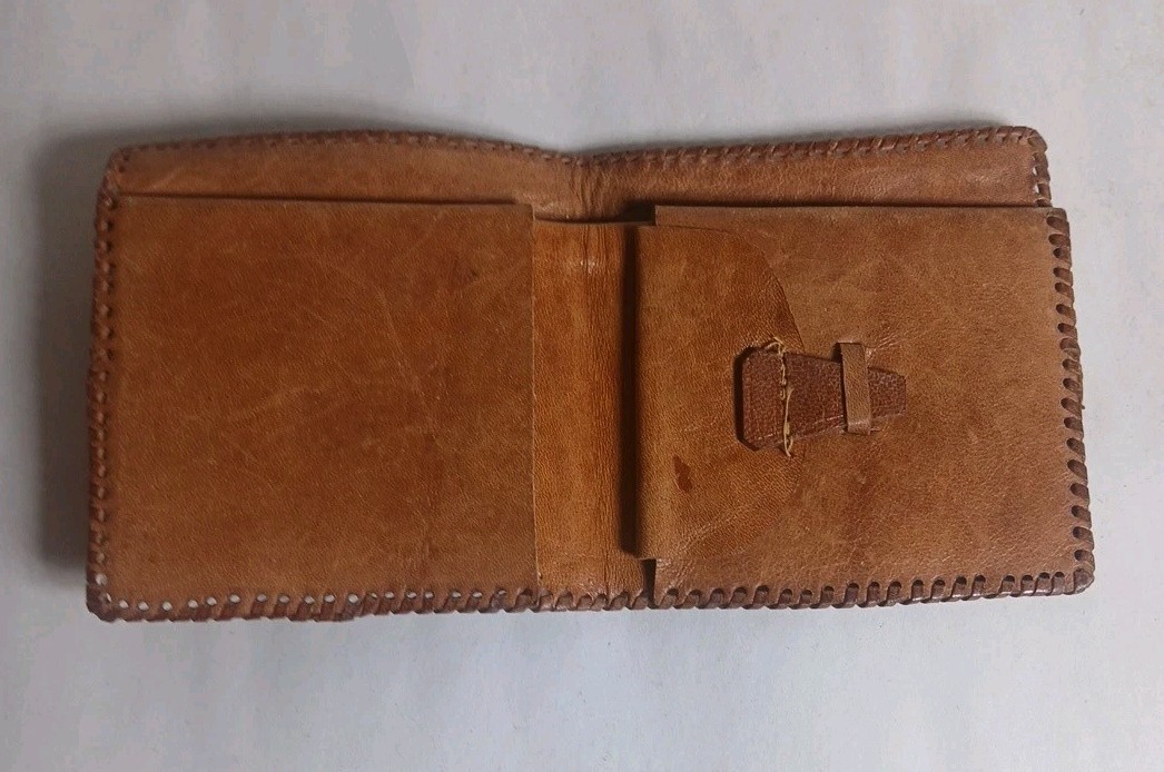 VTG Leather Wallet Embossed Women Hand Stitched India