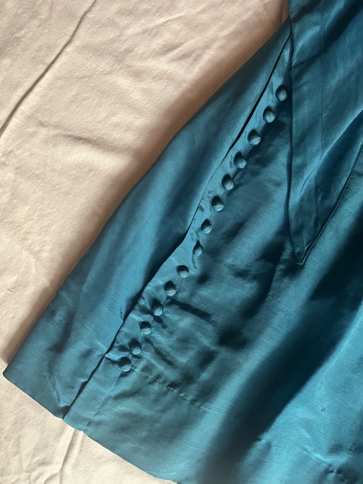 1910s 1900s antique Turquoise Silk Dress – M/L