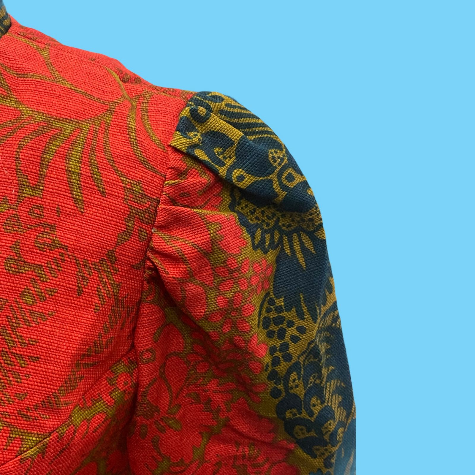 Vintage 1960s Bright Retro Pattern Lohmans Midi Dress Size 5 Red Gold Black