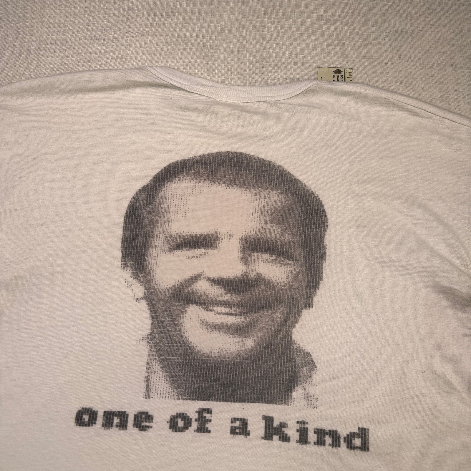 VTG 1970s OOAK Portrait T- Shirt Men’s Large Face Rainbow 1 Of A Kind Tee White