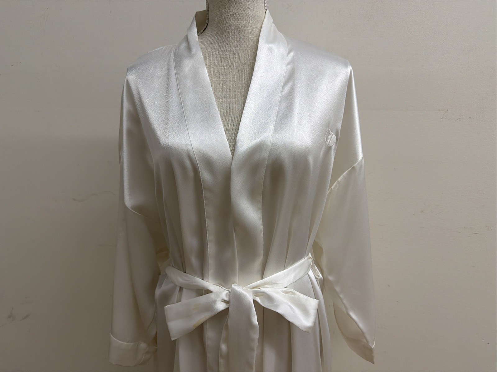 Christian Dior Vtg Maxi Nightgown Satin Slip Dress Small & Robe Small Ivory