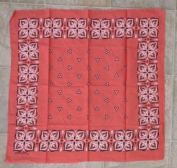 Vintage Burnt Orange Fast Color All Cotton Bandana RN 14193 Western 23″ x 22″
