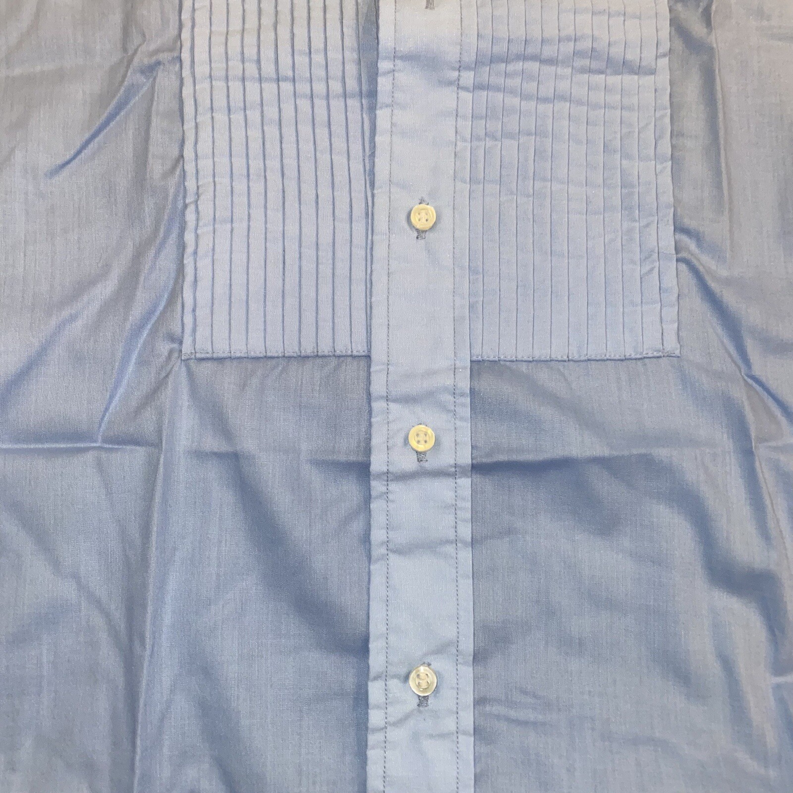 Vtg 70s Tuxedo Shirt Mens After Six Blue Ruffles TUX Dress Retro Prom 14 34