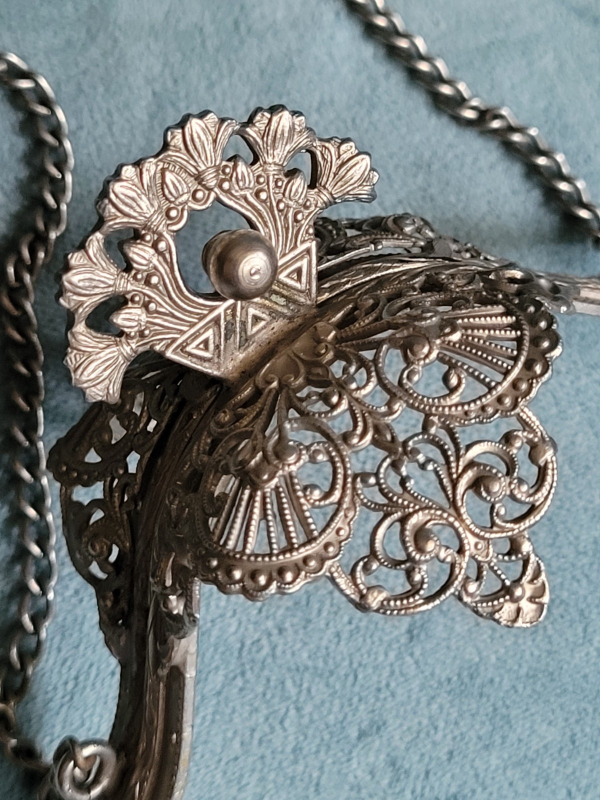 Antique Art Nouveau Ornate Filigree Silver Purse Frame Only w Stylized Flowers