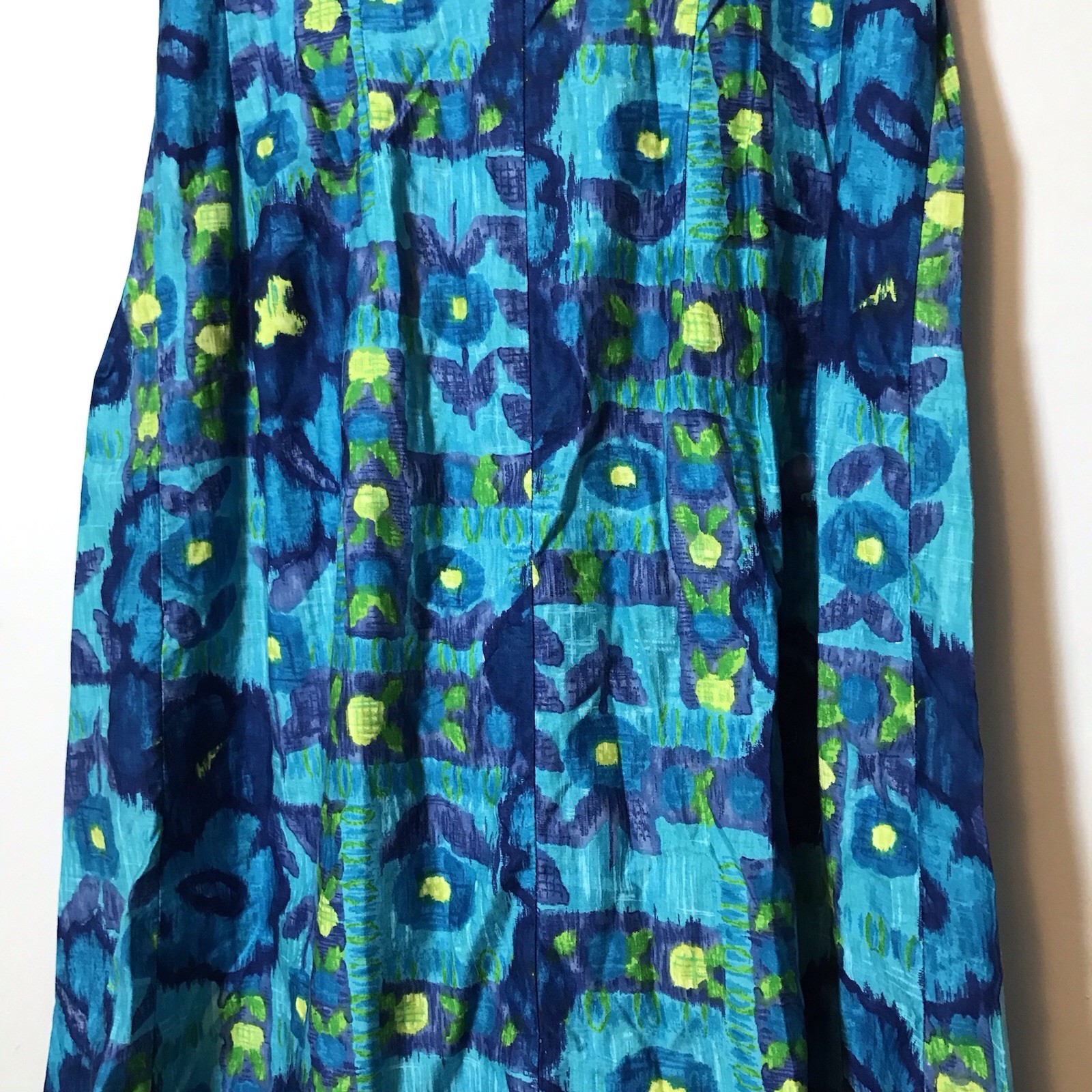 Vintage 1960s Waikiki Hawaiian Floral Psychedelic Watercolor Maxi Dress 70s M/L