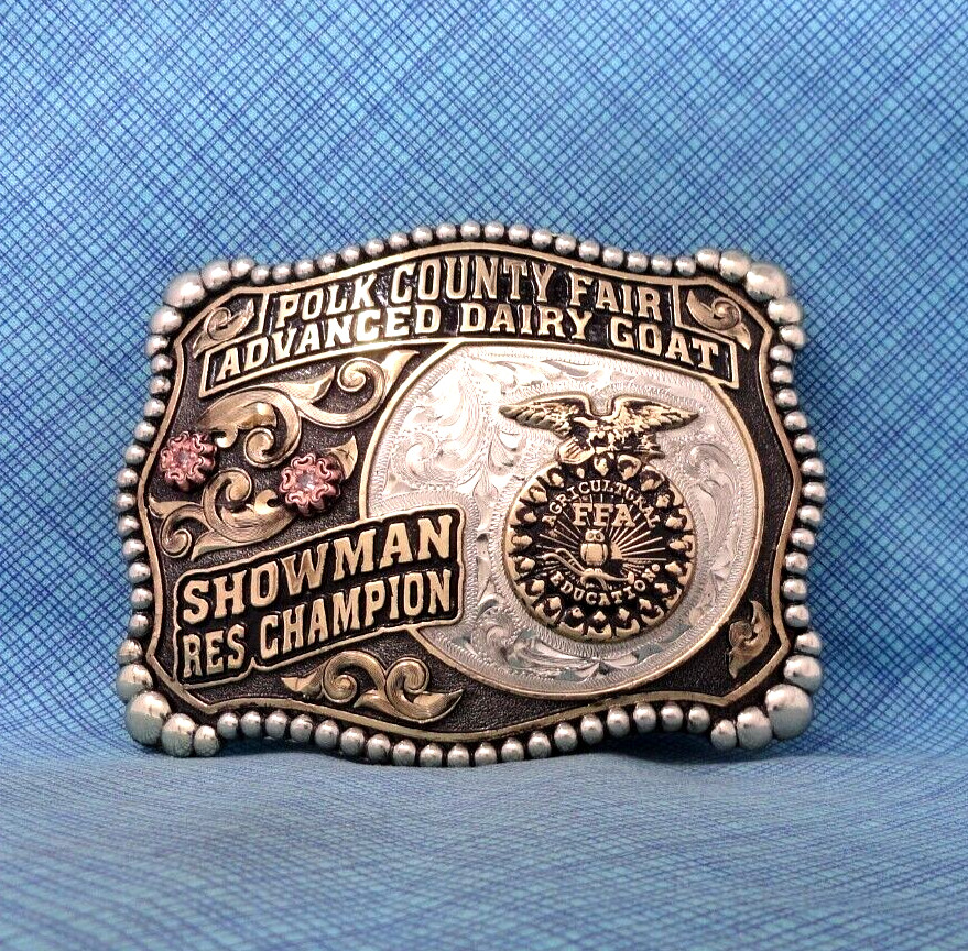 FFA Advanced Dairy Goat Showman Res Champion Belt Buckle Polk County Fair.MCS014