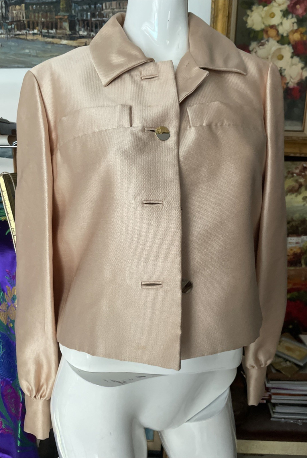 Vintage 60s GINO CHARLES Jacket Cropped Top Lined Sz16/L