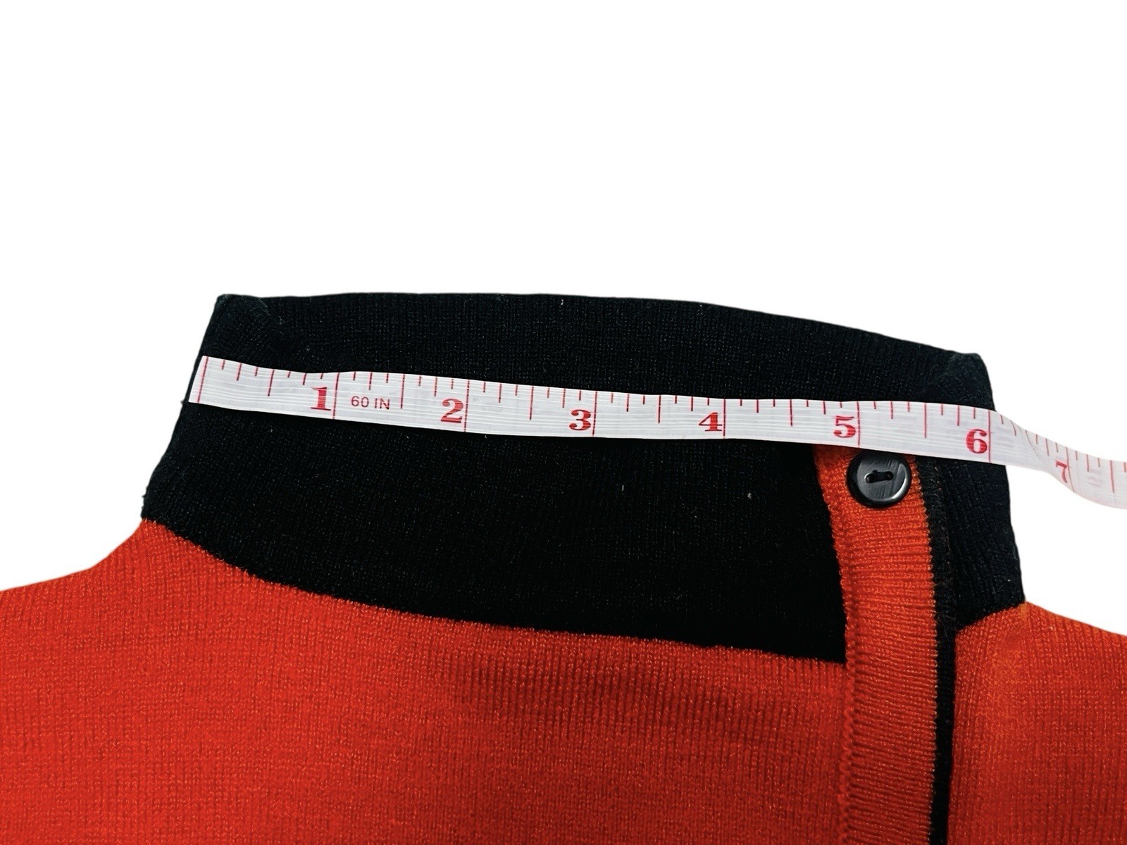 Vintage Asymmetrical Sweater Orange Black Avant-Garde Button Down Mod Knit Small