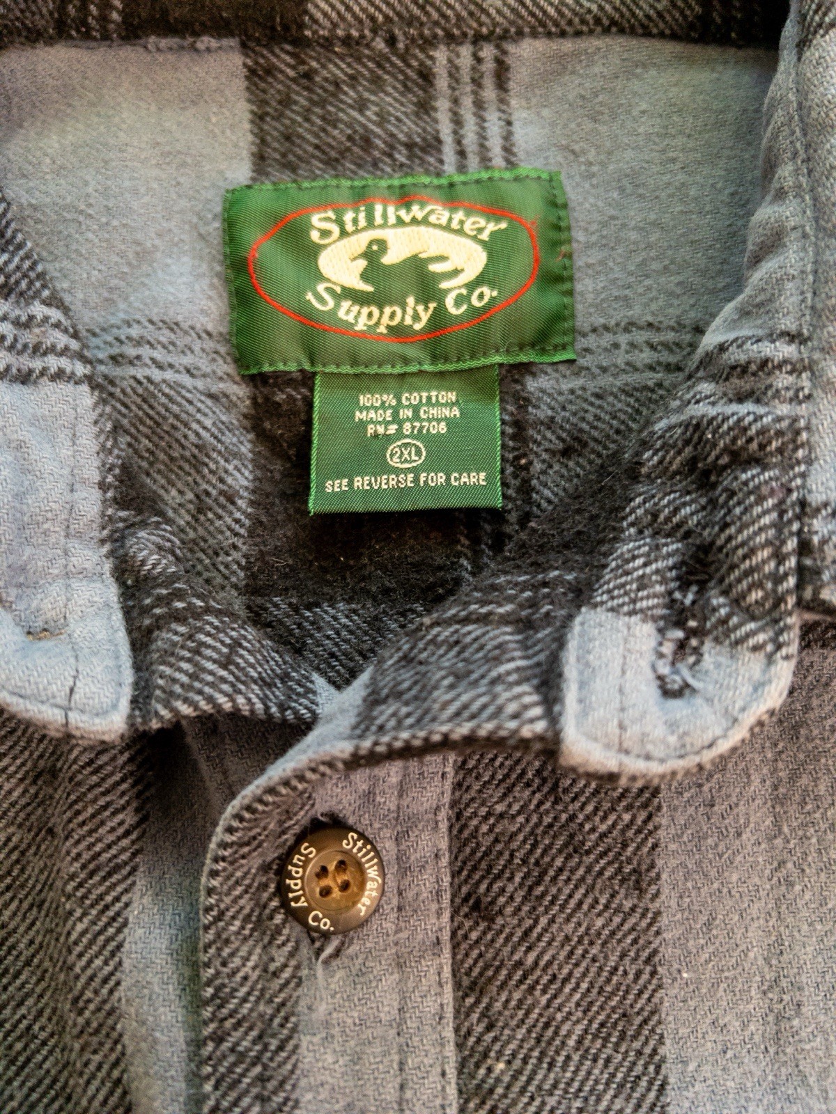 Stillwater Supply Co Cropped Flannel Shirt Womens Large Blue Plaid Raw Hem Y2K