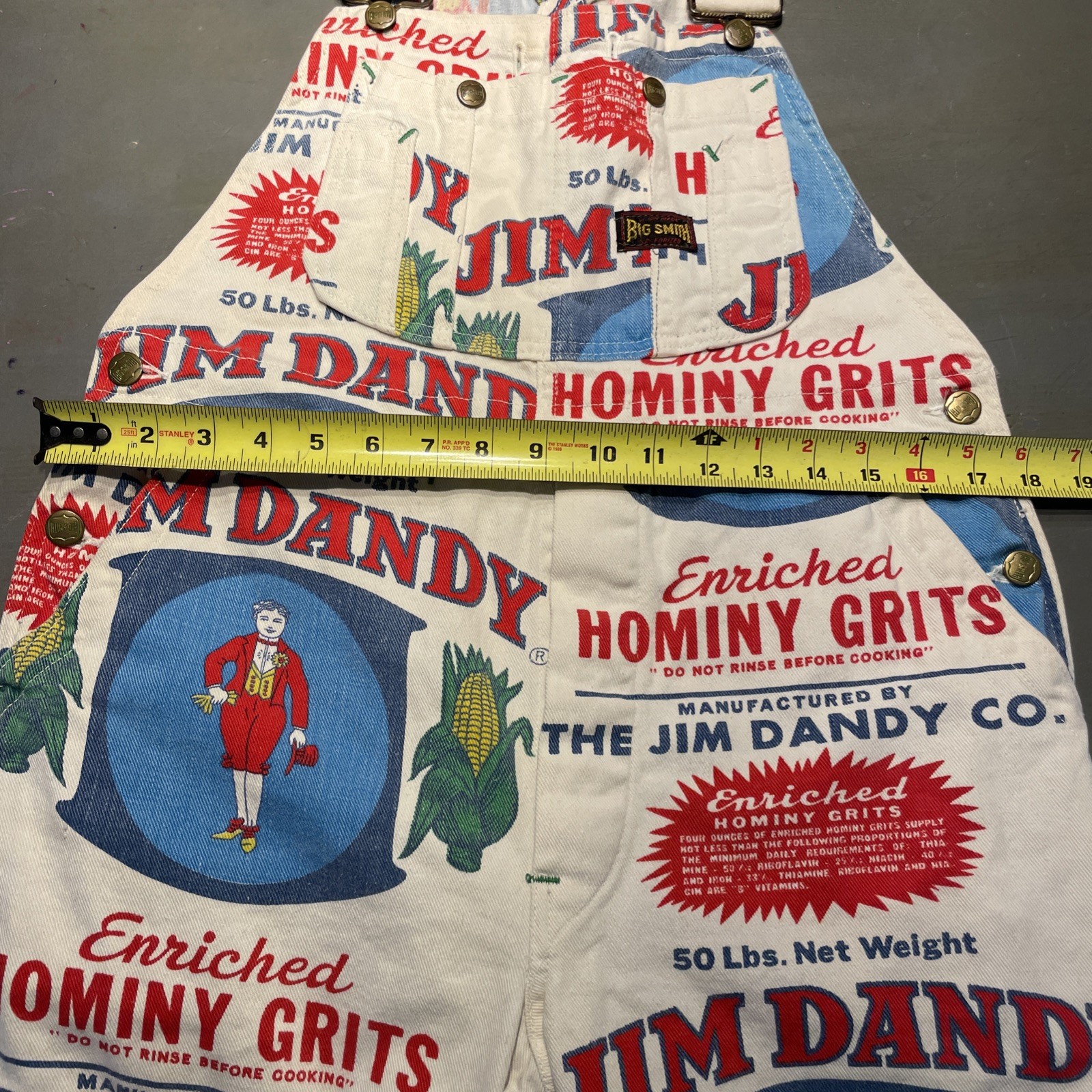 Big Smith Overalls Adult Vintage Jim Dandy Hominy Grits AOP Men’s Woman’s Cool