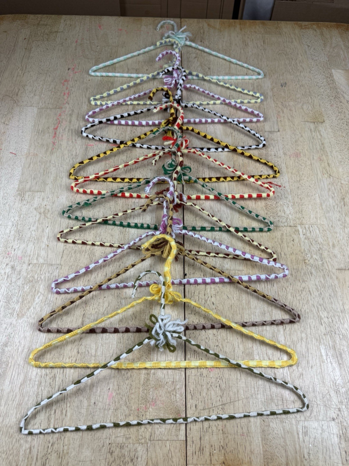 Vintage Crocheted 70s Handmade Yarn Clothes Hangers Lot of 12 Assorted Colors 3