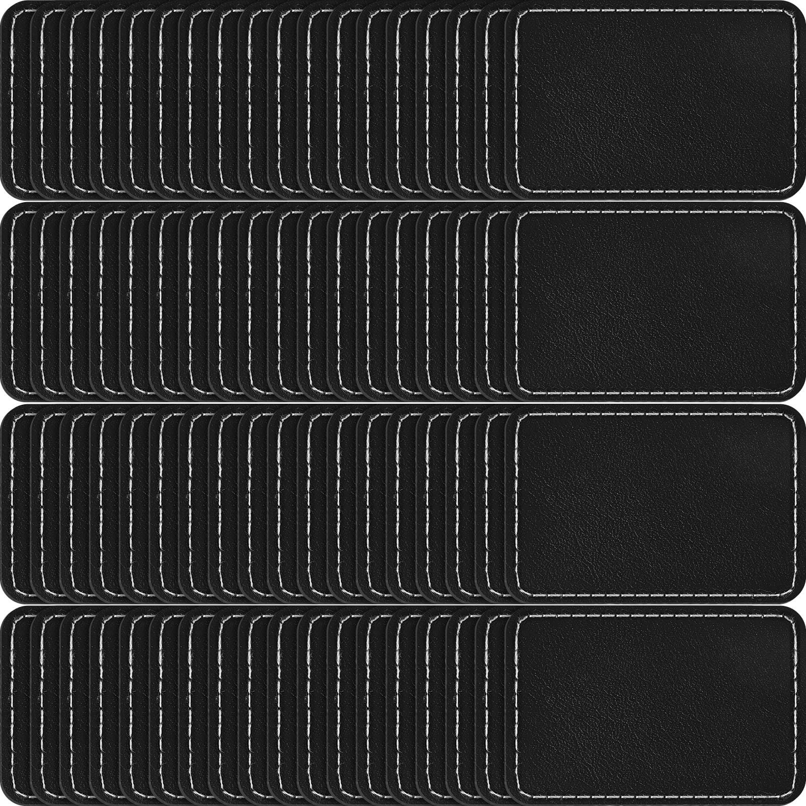 Dunzy 60 Pcs Leather Hat Patches Blank Leatherette 3 x 2 Inch, Black
