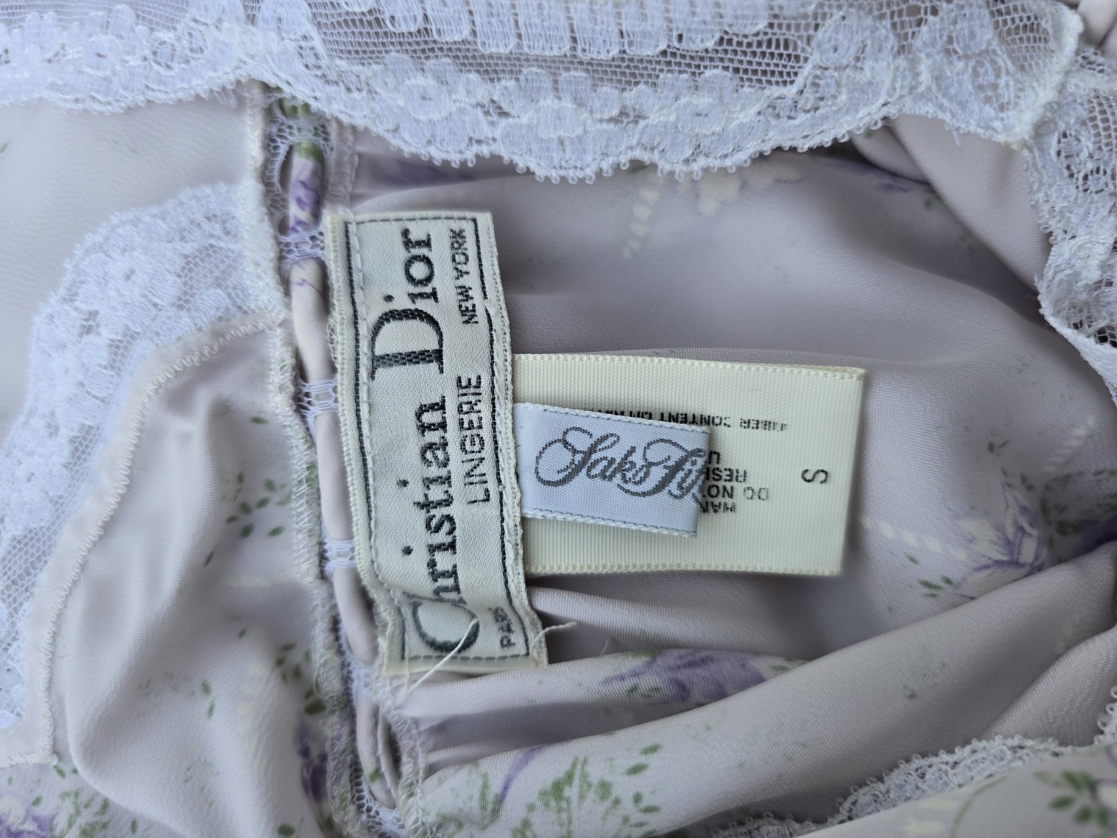 Vintage 70s/80s Christian Dior Lingerie Peignoir Set Union Made Saks ILGWU S