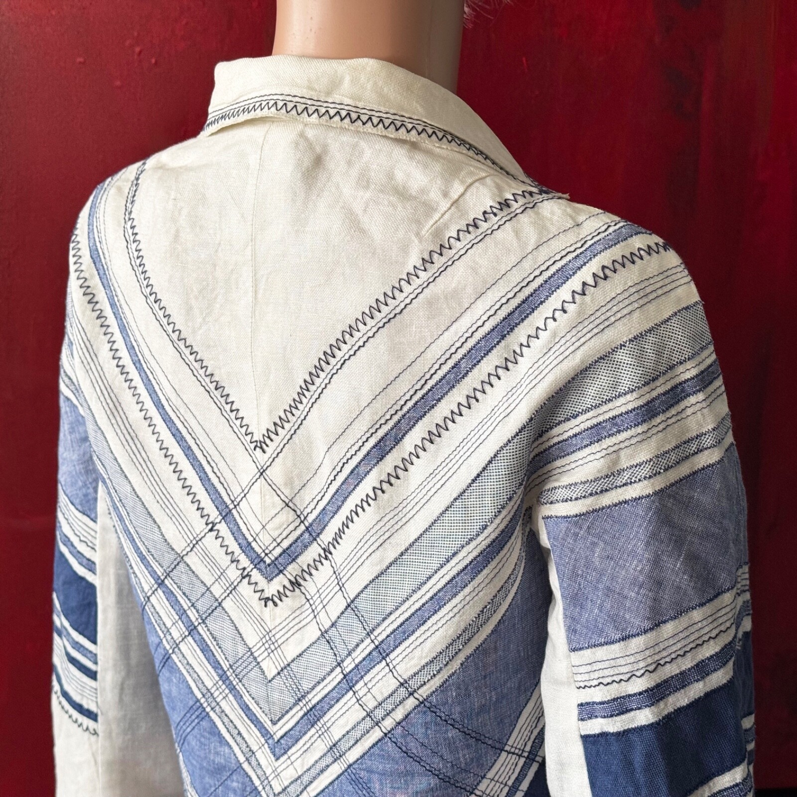 MOSCHINO CHEAP AND CHIC Linen Striped Nautical Cropped Jacket