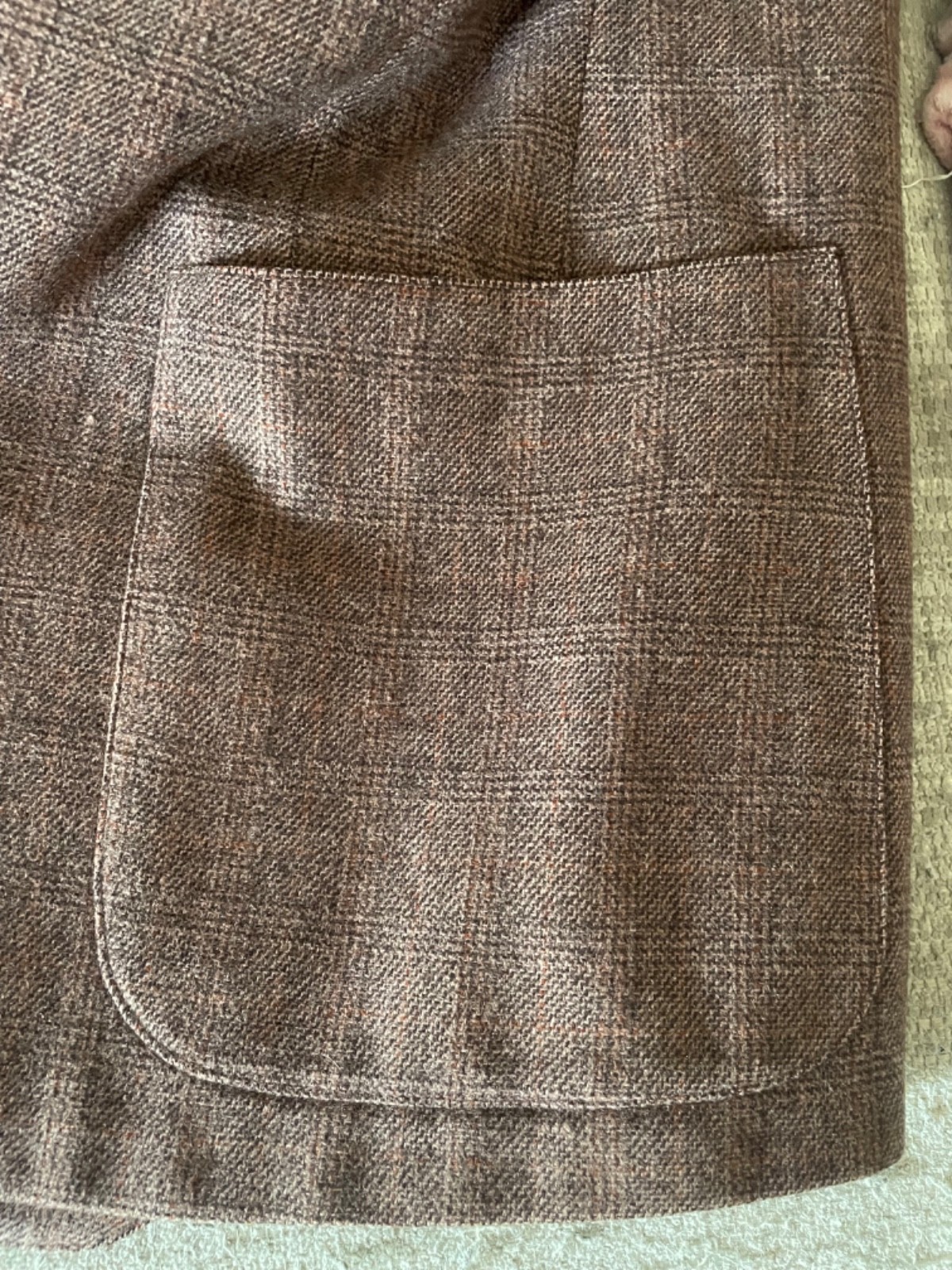 Vintage 1940s California Clothes Wool Glen Plaid Sport Coat Jacket 42R Brown Pat