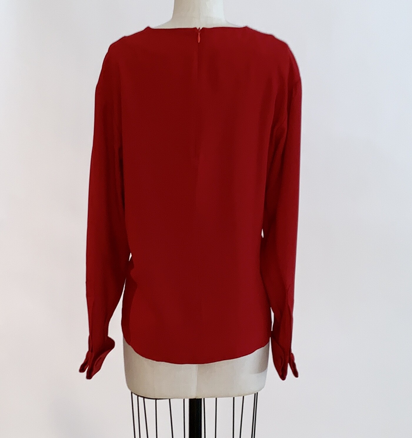 Moschino Couture VTG 80s Dove Sei Palommella Bianca? Red Long Sleeve Blouse IT42