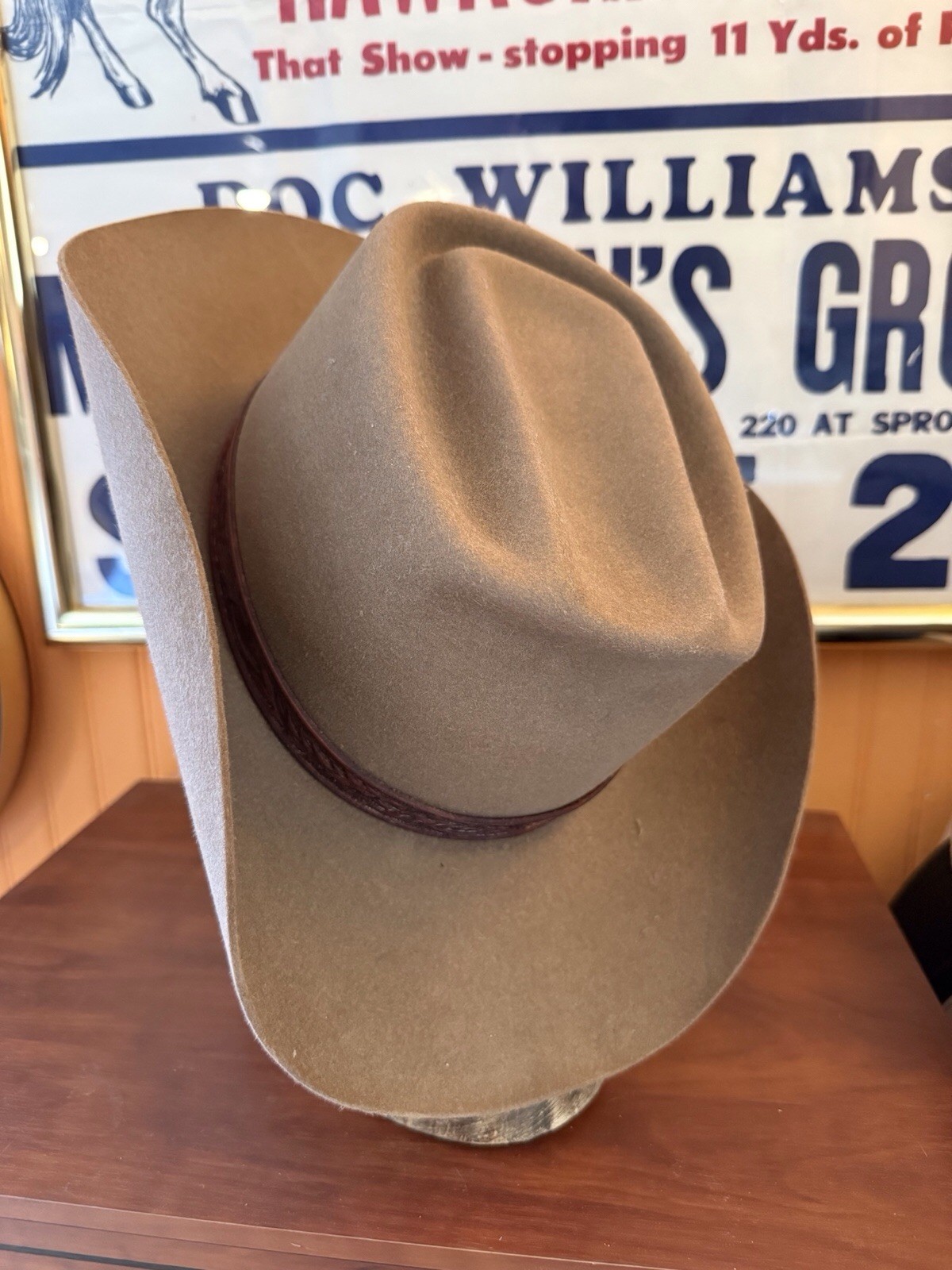 True Vintage 1950s 1960s Fowlke’s Open Range Brown Cowboy Hat Size 7 1/2