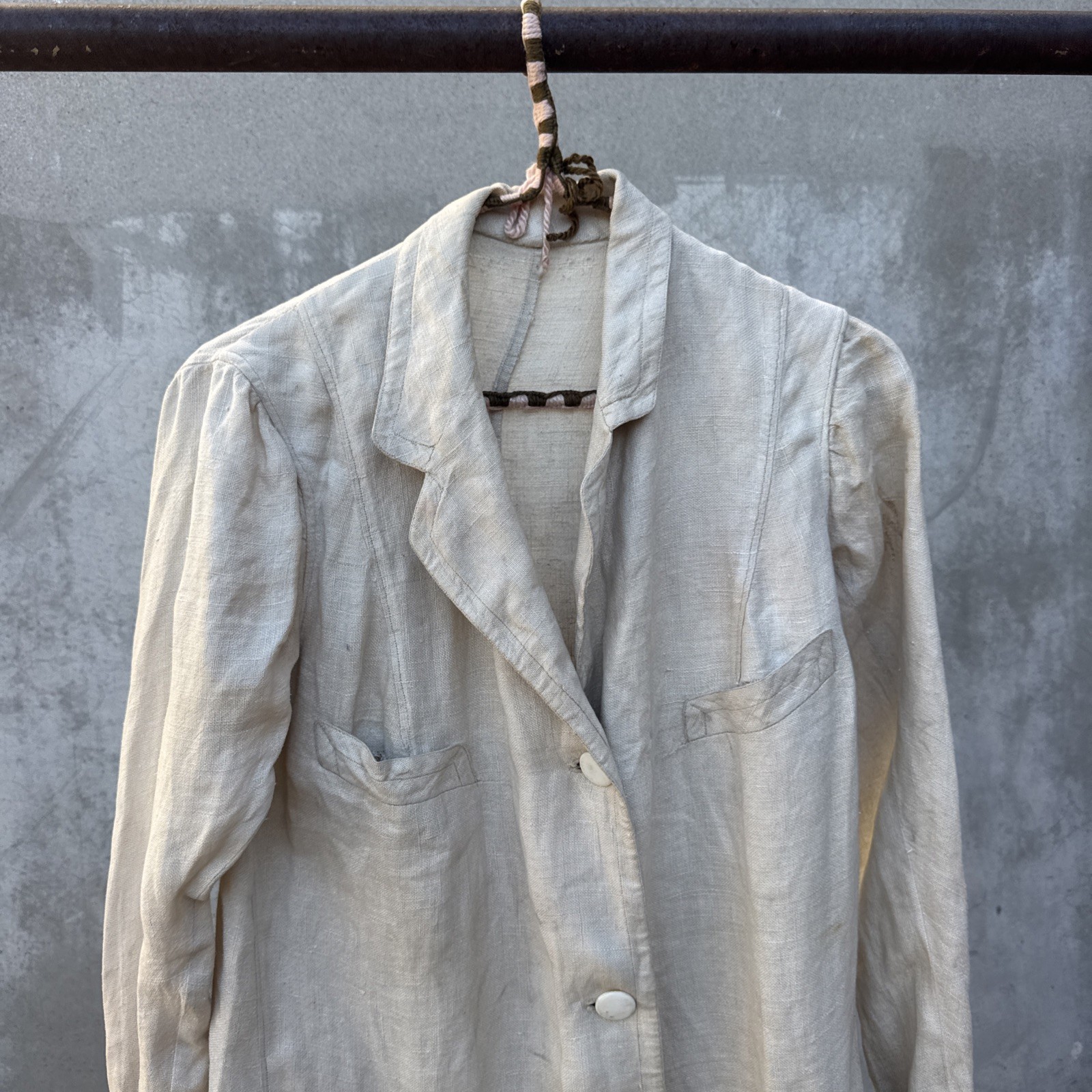 Antique Edwardian Linen Duster Coat Driving Sportswear Full Length Vintage