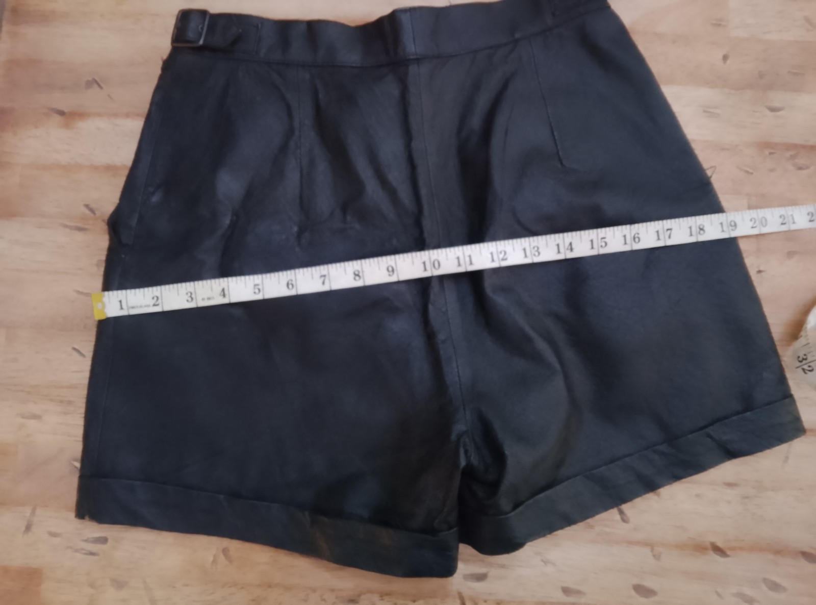 VINTAGE 1980S ALAMOS BLACK LEATHER High Waisted Shorts, Lg, GLAM ROCK