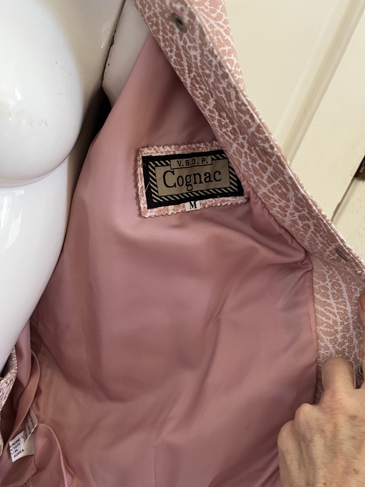 V.S.O.P. COGNAC VINTAGE ’80’s Pink Leather GLAM ROCK Jacket/Skirt Set Sz M 9/10