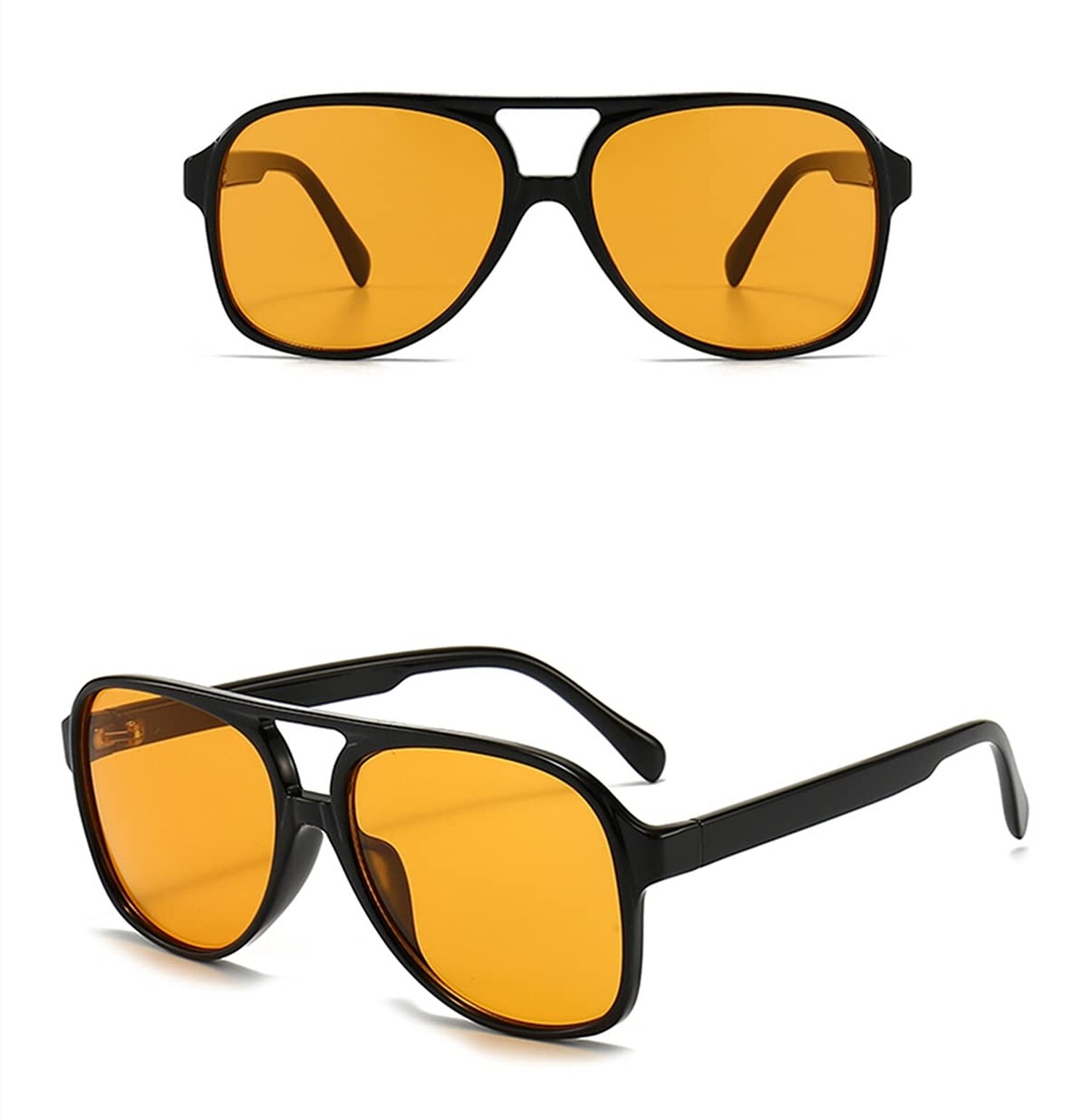 Vintage Aviator Sunglasses for Women Men 70s Glasses Retro Oversized Yellow L…