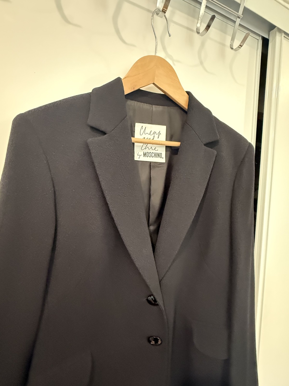 VTG Cheap And Chic By Moschino Black Classic Dual Button Blazer Jacket Sz 12