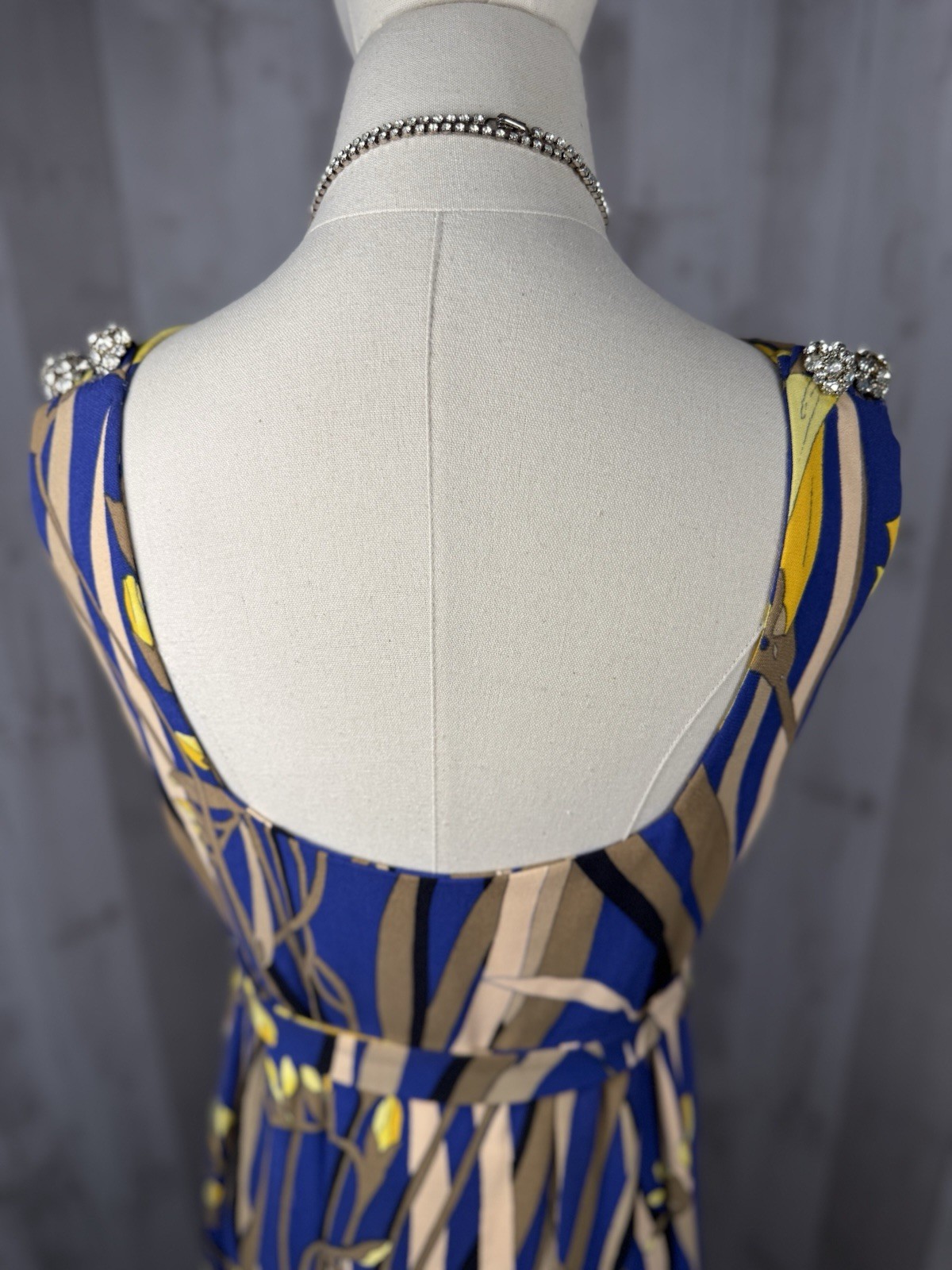 Vintage 1960s Designer Evening Gown Floral Cocktail Dress Rhinestones – Small/2